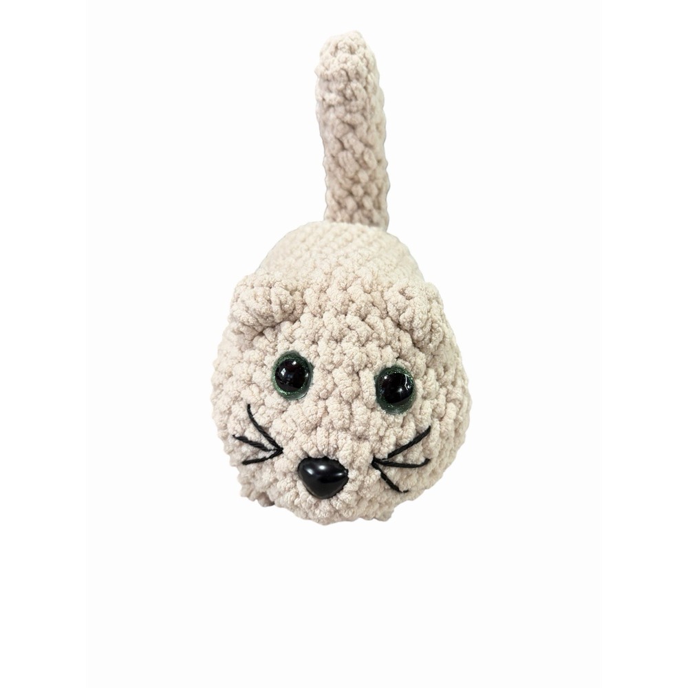 New Handmade Crochet Plushie Cat Kitten white cream ivory